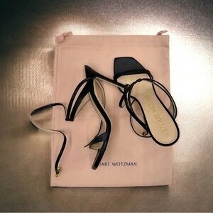 Stuart Weitzman x Revolve Barelynudist Ellsie 100 Lace Up Sandals Black